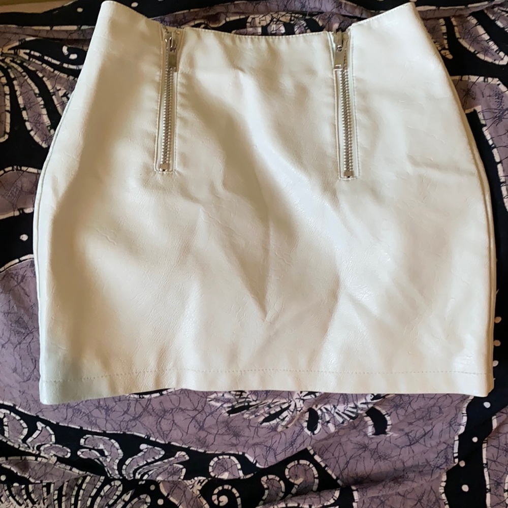 Mint green pleather mini skirt